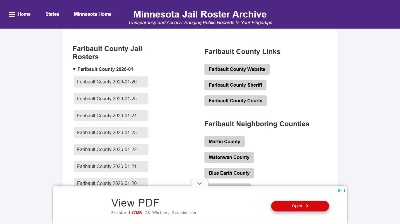 Faribault County - Minnesota Jail Rosters